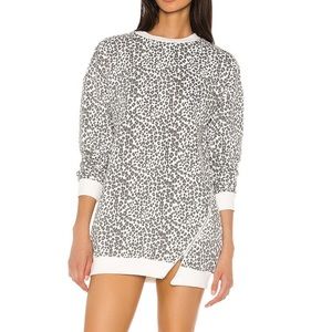Superdown Tarina Zip Animal Print Sweatshirt Dress